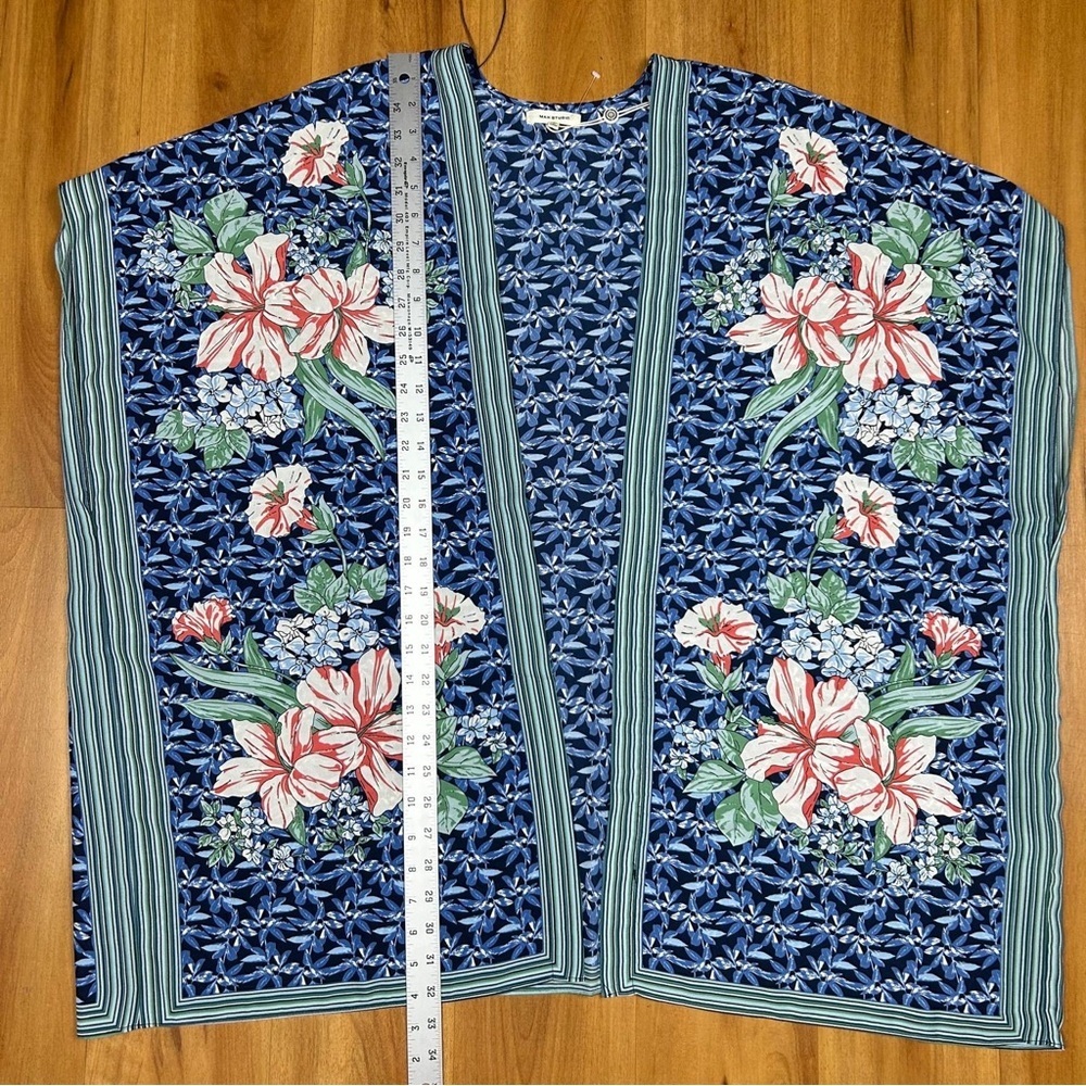 MaxStudio Kimono L Multicolor Bloom Cover Up Cardigan Long Duster Cottage Cruise - Picture 9 of 13